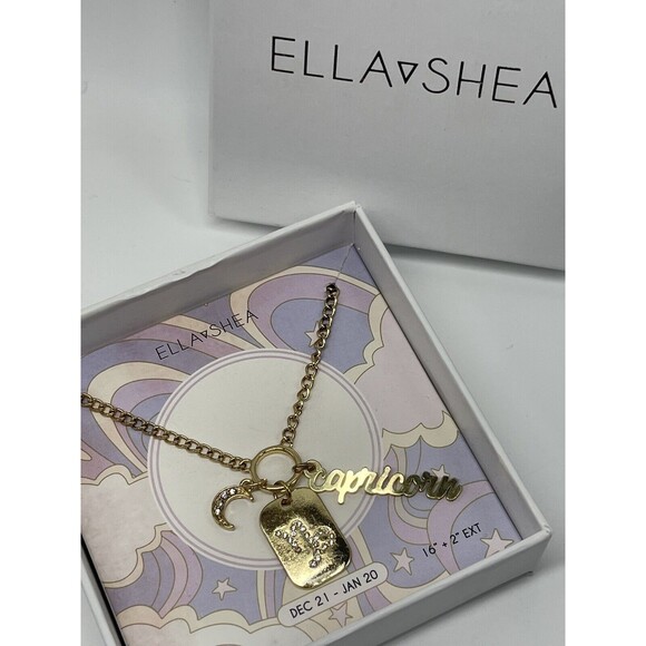 Ella Shea Capricorn Gold Tone Charm Necklace New - Picture 1 of 5